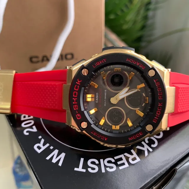 Casio G-Shock GA-2100 ذهبية وأحمر رياضية 4