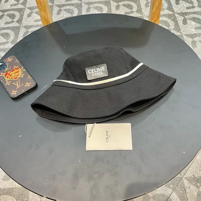 Celine Black Woven Cotton Bucket Hat 2