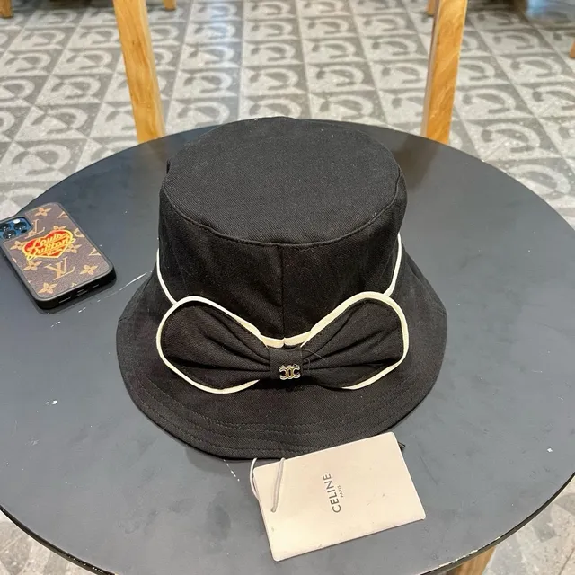 Celine Black Woven Cotton Bucket Hat 3