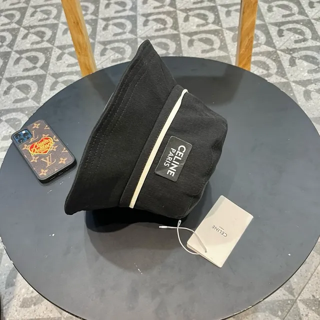 Celine Black Woven Cotton Bucket Hat 5