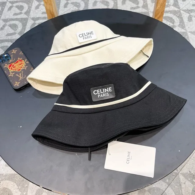 Celine Black Woven Cotton Bucket Hat 6