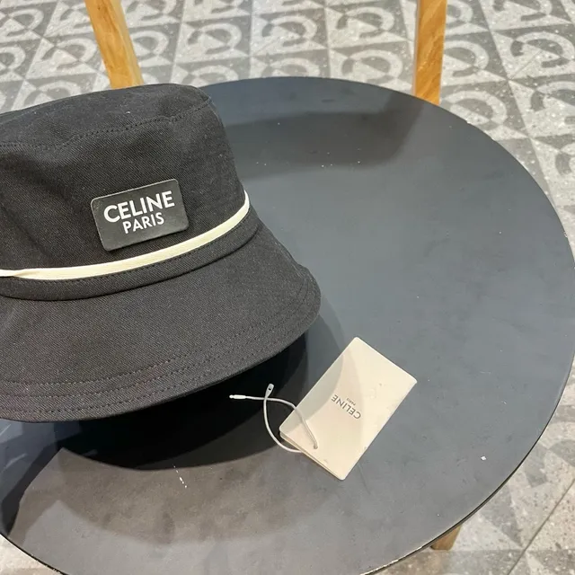 Celine Black Woven Cotton Bucket Hat 7