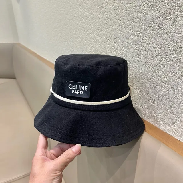 Celine Black Woven Cotton Bucket Hat 9