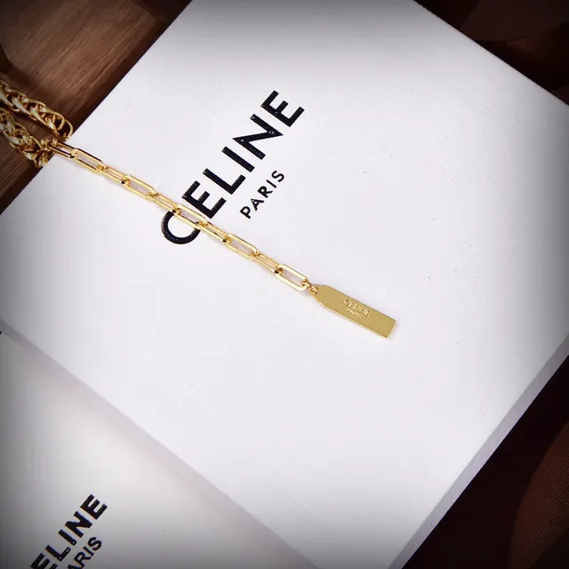 Celine सोने के स्वर का क्रिस्टल मोटिफ चेन नेकलेस 2