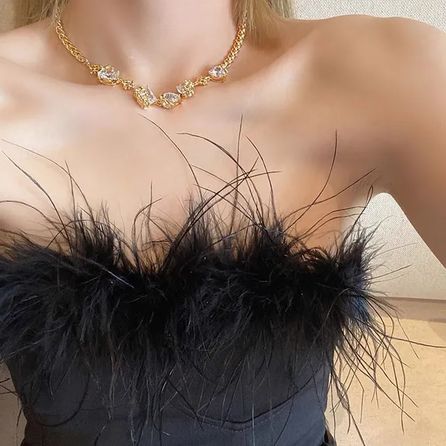 Celine सोने के स्वर का क्रिस्टल मोटिफ चेन नेकलेस 5