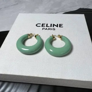Celine Mint Green Enamel Hoop Earrings