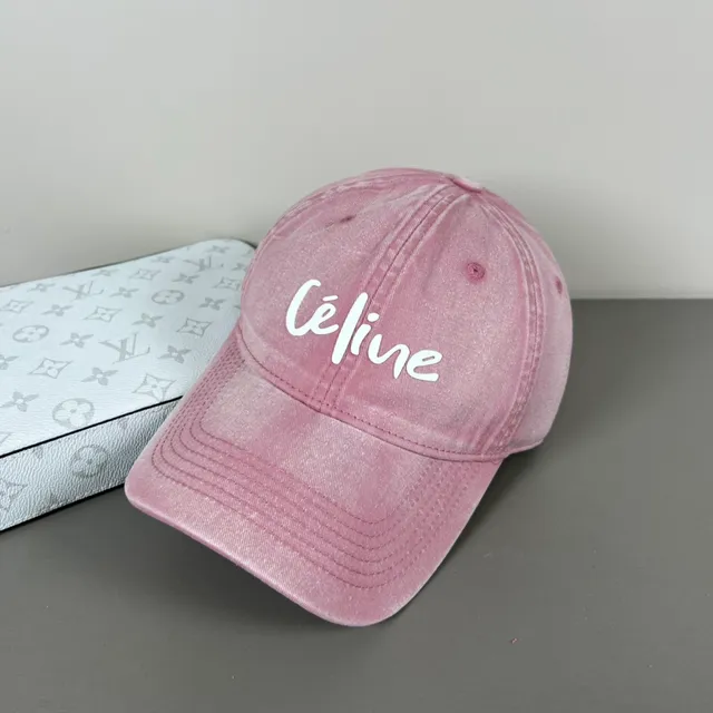 Celine Script Logo Cap Black White Distressed Denim Embroidery Baseball Cap 7