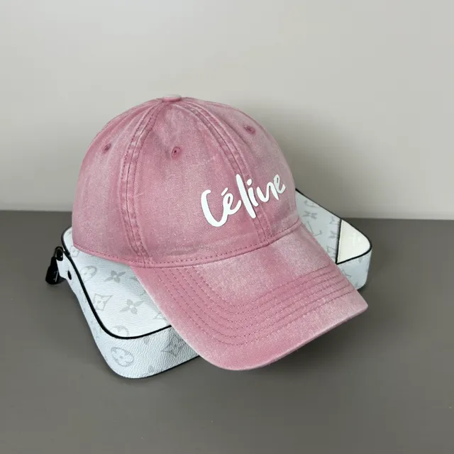 Celine Script Logo Cap Black White Distressed Denim Embroidery Baseball Cap 8