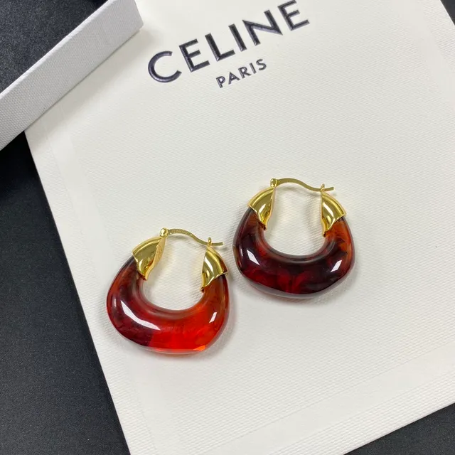 Celine Aros de resina translúcida oro transparente forma de luna creciente 2