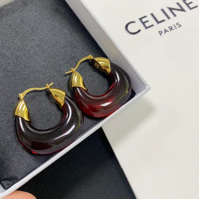 Celine Aros de resina translúcida oro transparente forma de luna creciente 4