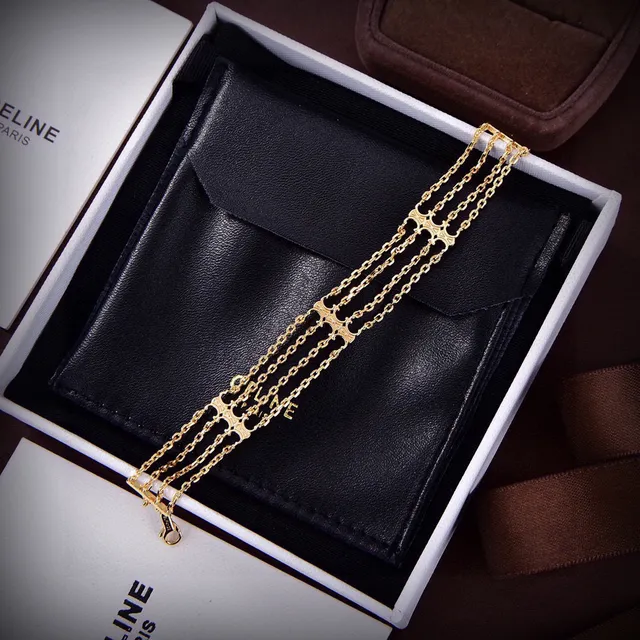 Celine Triomphe Multi-Chain Cross Motif bracelet 3