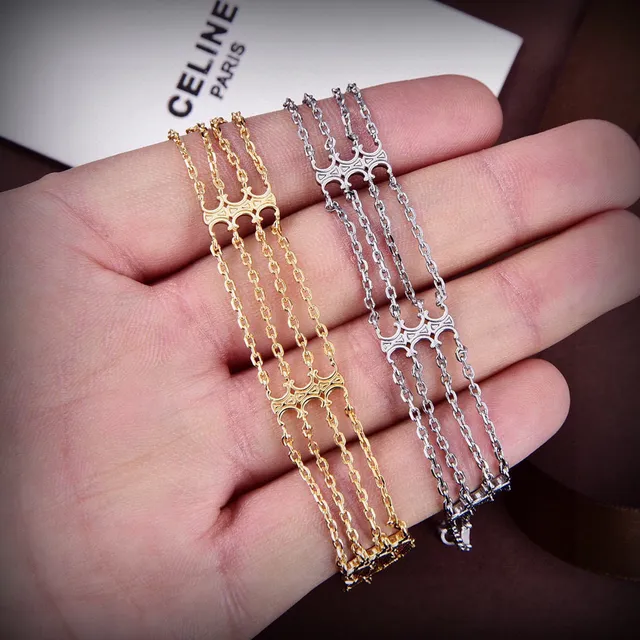 Celine Triomphe Multi-Chain Cross Motif bracelet 6