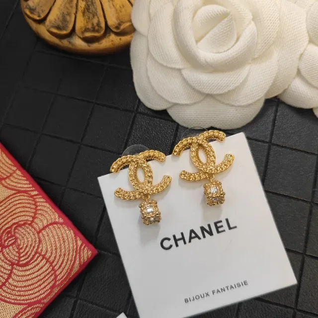 Chanel ফ্যাশন জুয়েলরি চেইন CC ক্রিস্টাল ড্রপ ইয়ারিংস 8