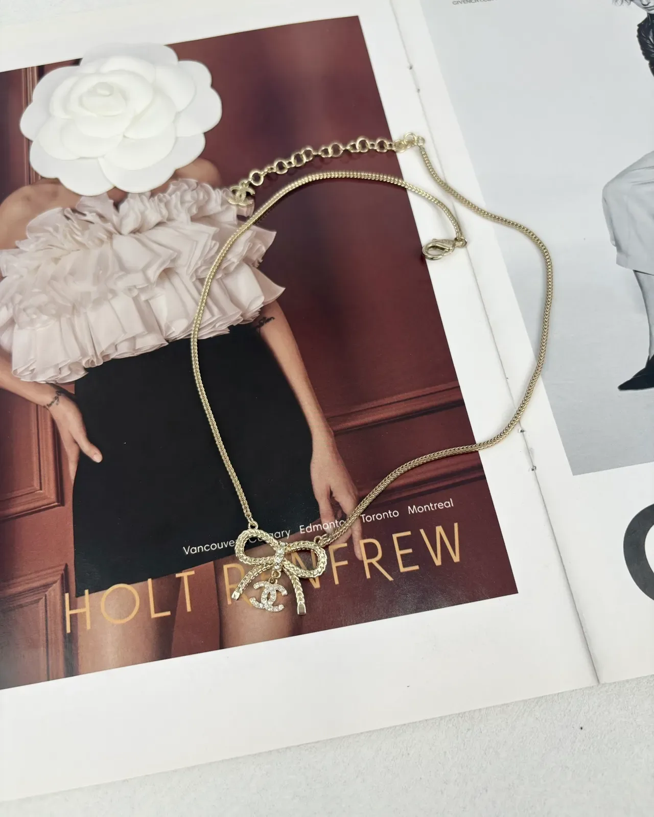 Chanel Bow Pendant Gold-Tone Chain Necklace 7