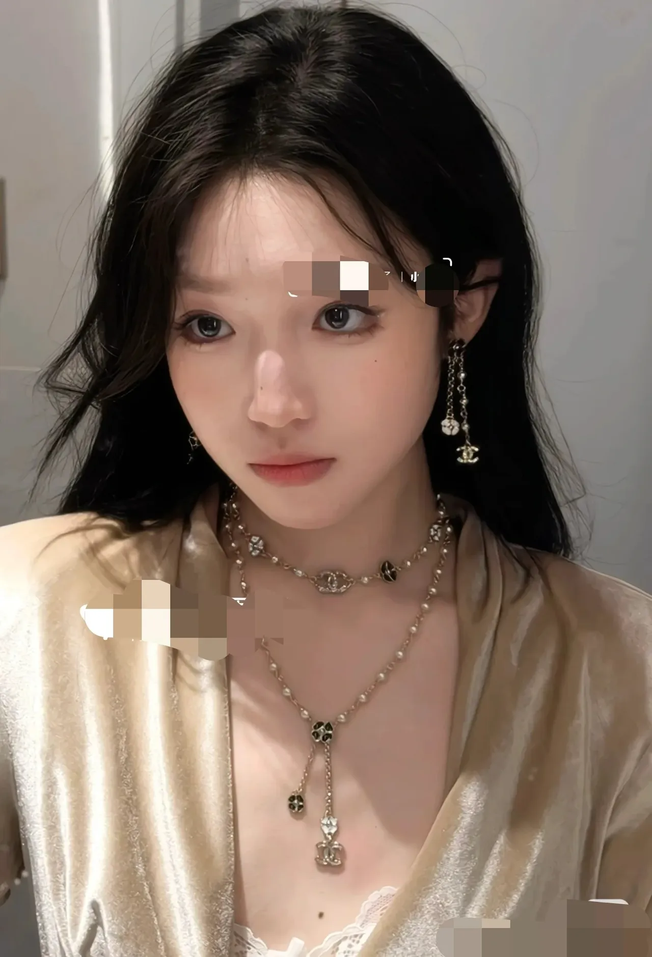 Chanel Camellia Boucles d'oreilles à chaîne de perles pendantes 7