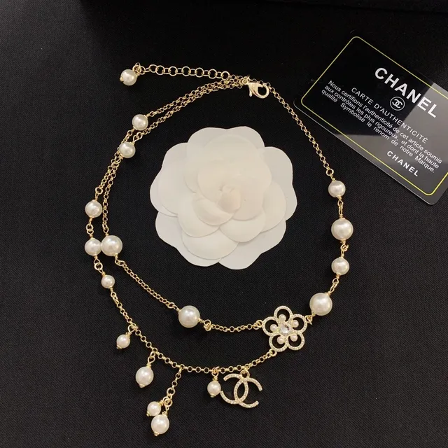 Chanel Camellia Pearl Layered Gold-Tone Chain Necklace 6