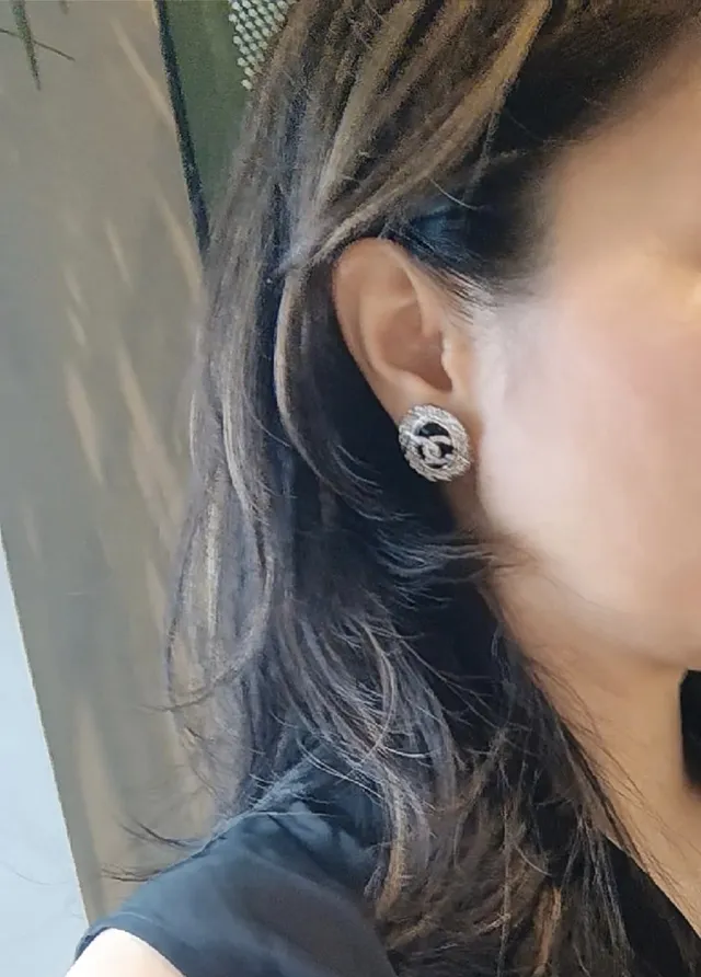 Chanel Crystal-Pavé Interlocking CC Camellia Earrings 11