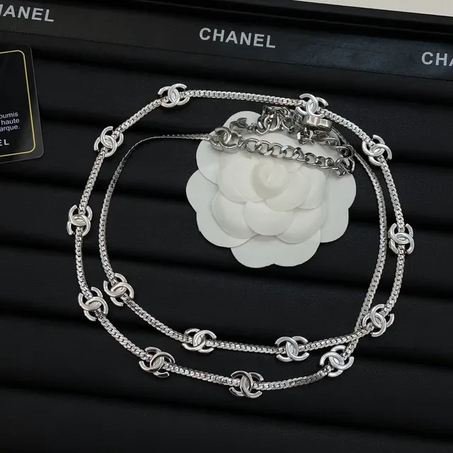 Chanel Double Chain Interlocking CC Logo Necklace 2