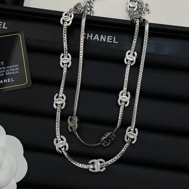 Chanel Double Chain Interlocking CC Logo Necklace 3