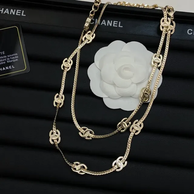 Chanel Double Chain Interlocking CC Logo Necklace 4