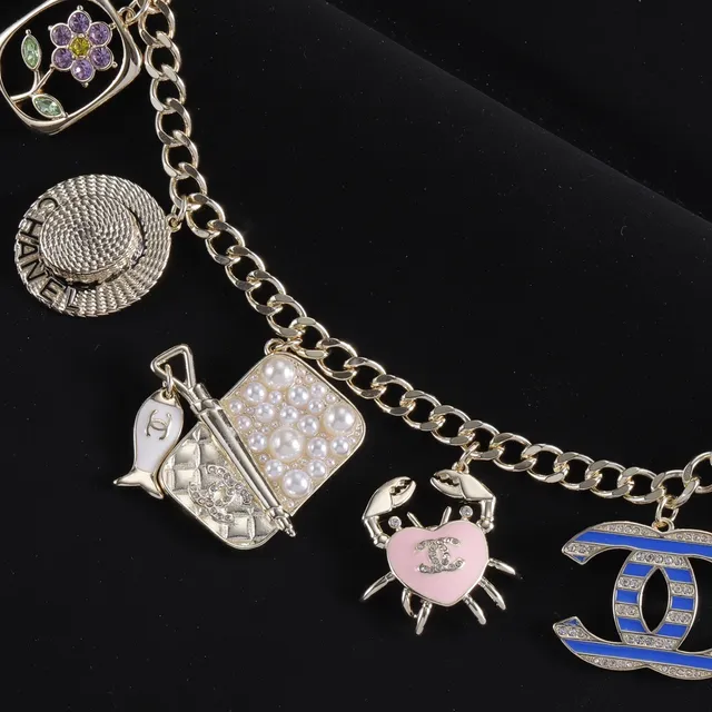 Chanel Gold Multicolor Curb Chain Multi-Charm Pendant Design Bracelet 4
