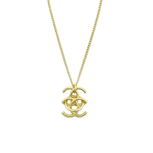 Chanel Interlocking CC Logo Metal Collier Or Noir 7