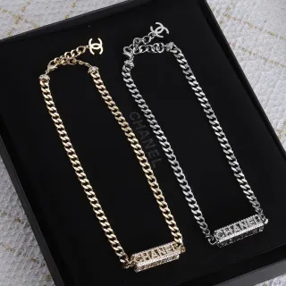 Chanel شعار لوحة ذهبي فضي سلسلة كيرب سوار مستطيل
