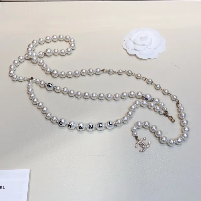 Chanel 珍珠字母项链 白黑丝 字体系列项链 6