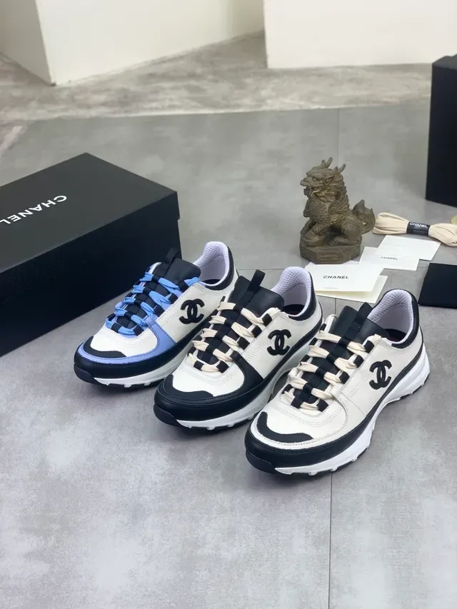 Chanel Runner-Style Dual-Tone Leather and Mesh Chunky Sneaker 2