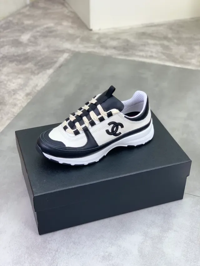 Chanel Runner-Style Dual-Tone Leather and Mesh Chunky Sneaker 5