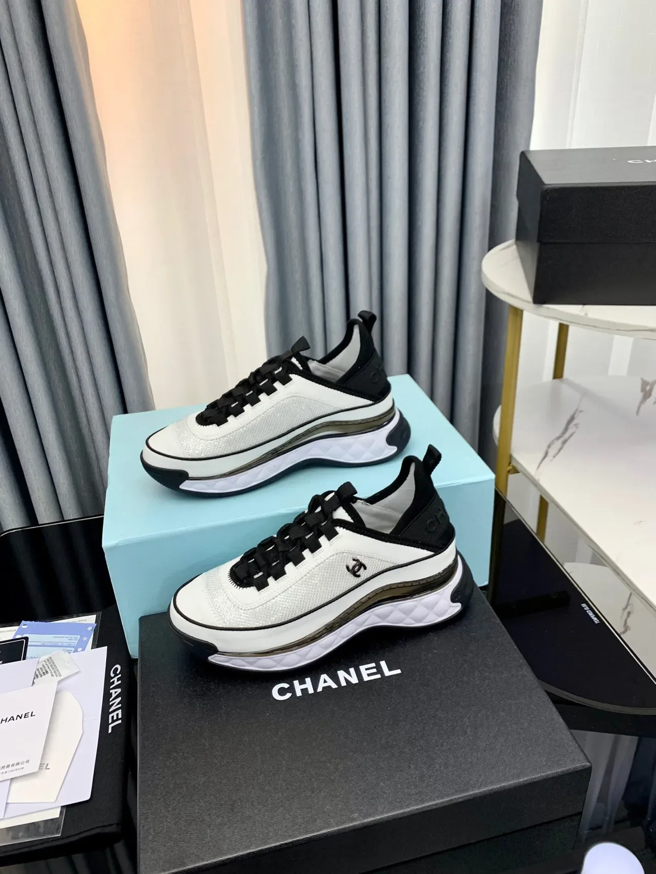 Chanel Runner White and Black Lifestyle Sneakers 7