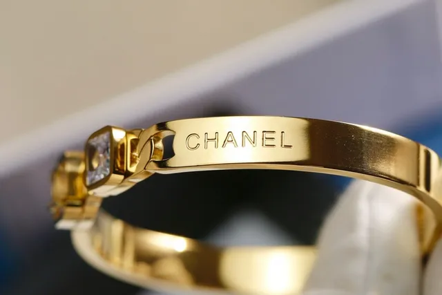 Chanel Square-Link Crystal CC Bangle Bracelets 7