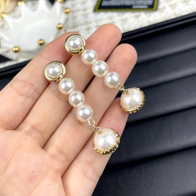 Chanel White Gold Multi-Pearl Drop Hardware Earrings 9