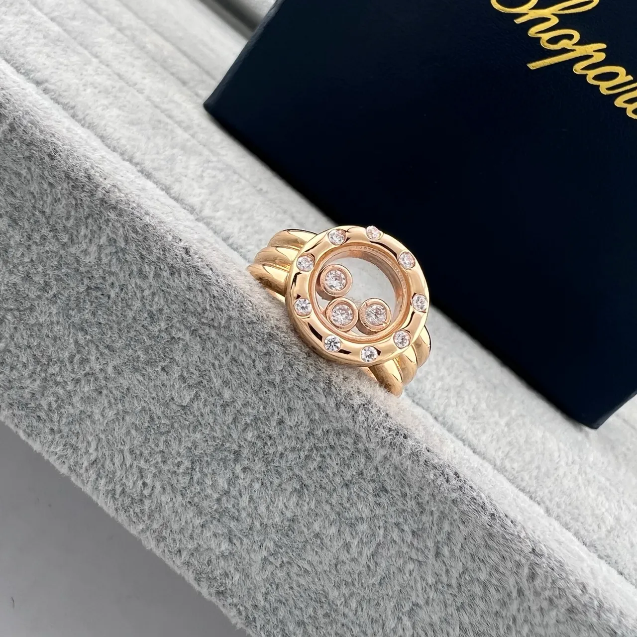 Chopard Oro Plata Giratorio Círculo Abierto Motivo Pavé Diamante Bisel Anillo 2