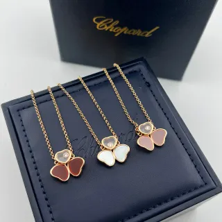 Chopard Happy Hearts Gold Red Rose Chain Triple-Heart Pendant Necklace