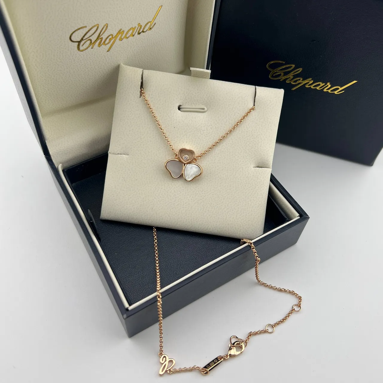 Chopard Happy Hearts Gold Red Rose Chain Triple-Heart Pendant Necklace 5