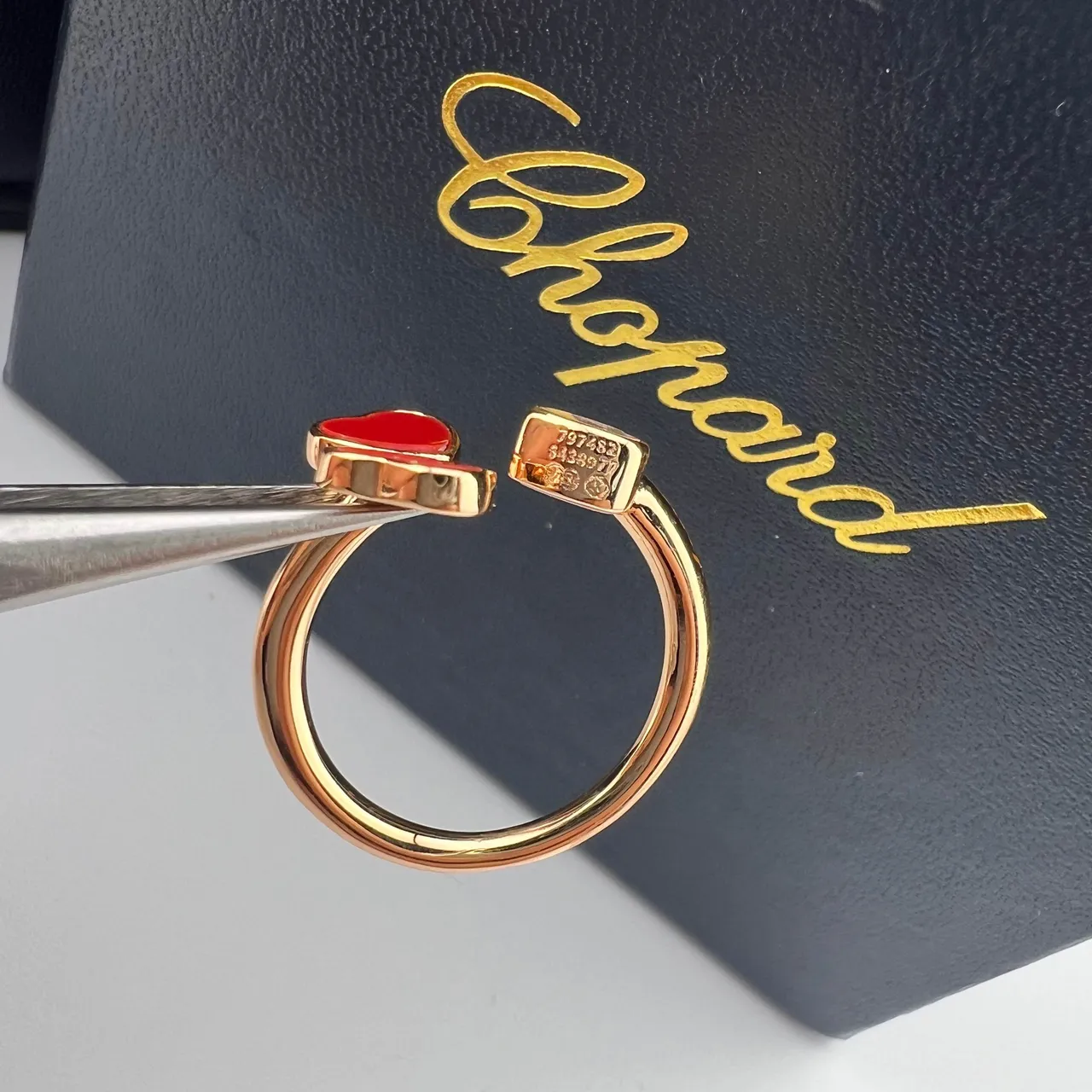 Chopard Happy Hearts Red Gold Open Adjustable Dual-Heart Motif Ring 3
