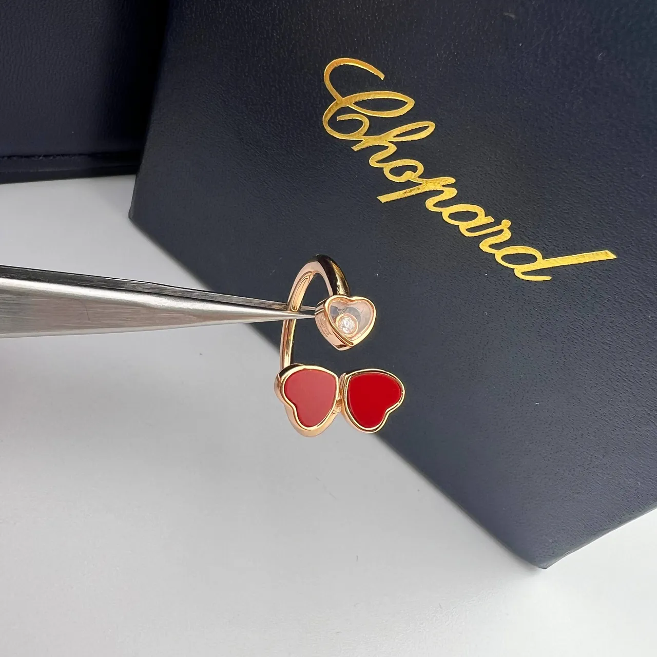 Chopard Happy Hearts Red Gold Open Adjustable Dual-Heart Motif Ring 4
