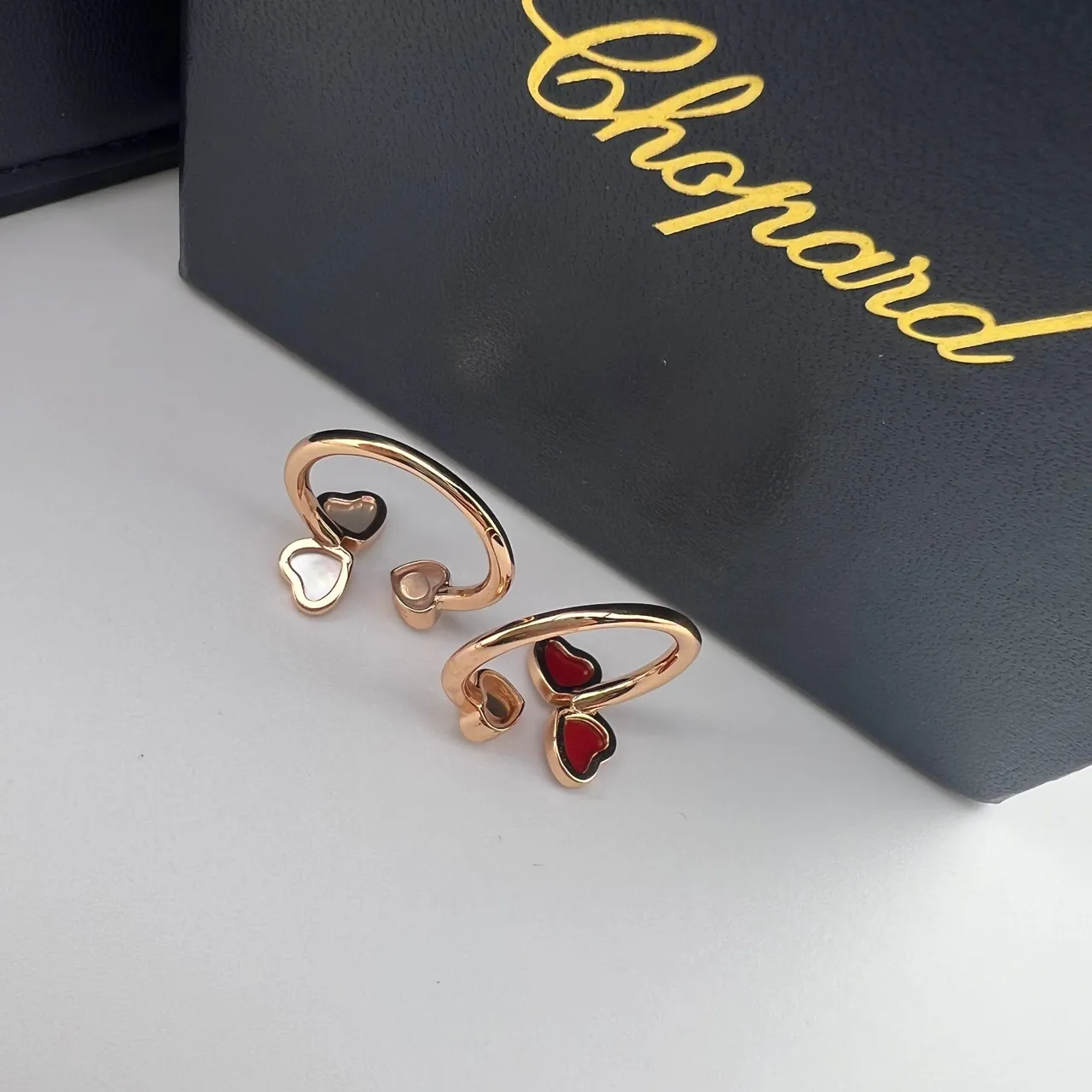 Chopard Happy Hearts Red Gold Open Adjustable Dual-Heart Motif Ring 6