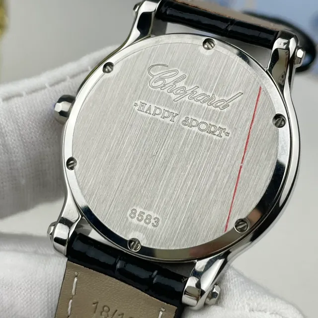 Chopard قلوب سعيدة لون فضي وجه أبيض قلب أحمر ميكانيكية 4