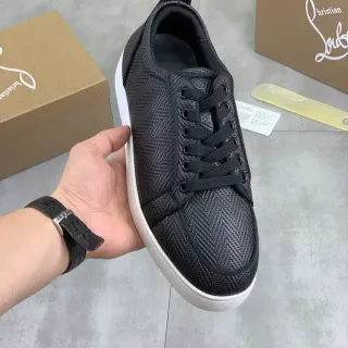Christian Louboutin Black Woven Low-Top Lace-Up Sneaker