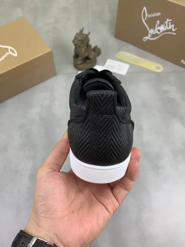 Christian Louboutin Black Woven Low-Top Lace-Up Sneaker 3