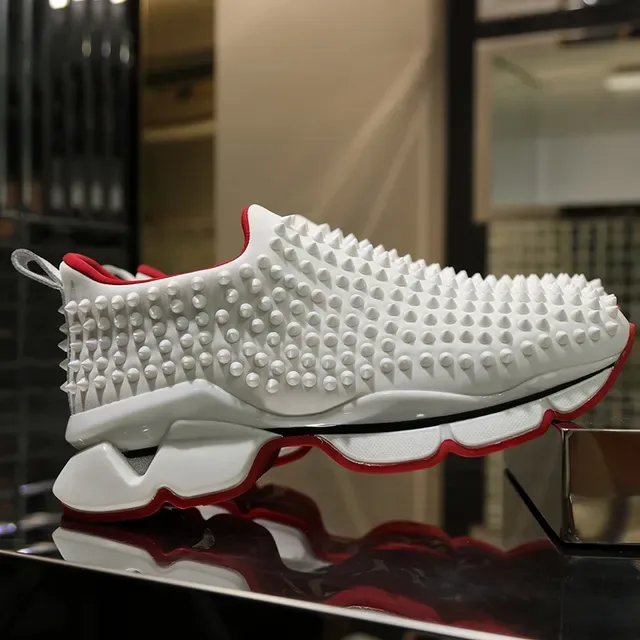 Christian Louboutin Spike Sneaker सफेद लाल लाइफस्टाइल स्नीकर 2