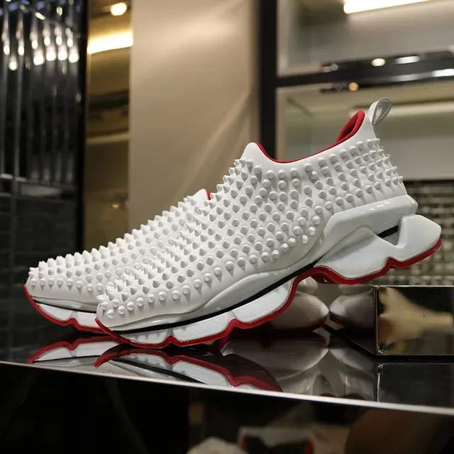 Christian Louboutin Spike Sneaker सफेद लाल लाइफस्टाइल स्नीकर 3