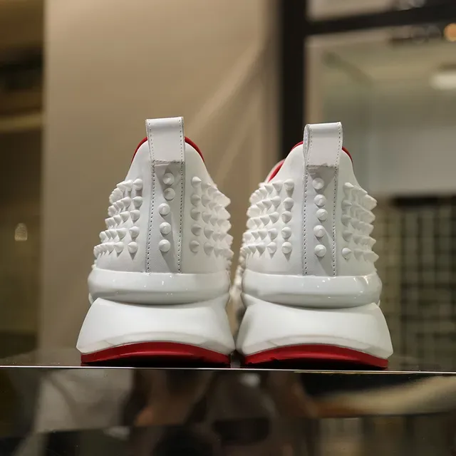 Christian Louboutin Spike Sneaker सफेद लाल लाइफस्टाइल स्नीकर 4