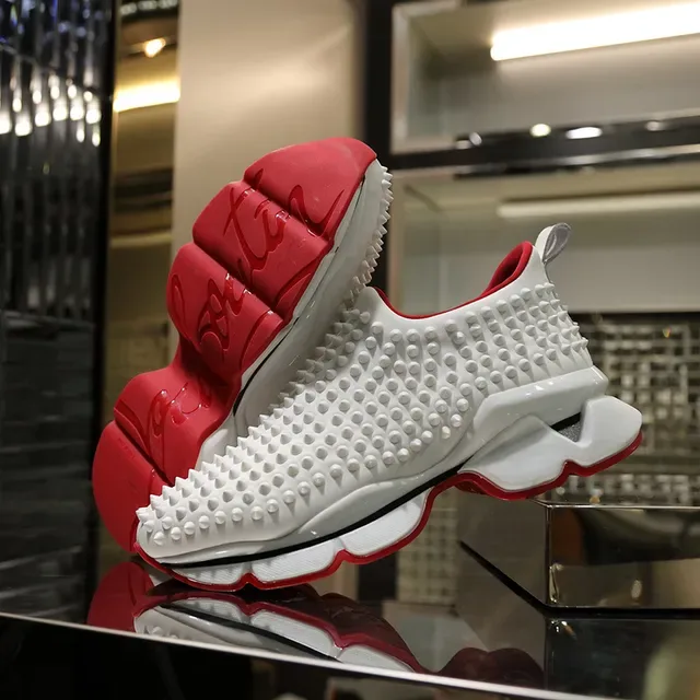 Christian Louboutin Spike Sneaker सफेद लाल लाइफस्टाइल स्नीकर 5