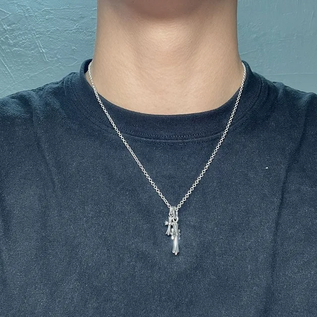 Chrome Hearts 十字吊坠项链 银色调球链项链 2