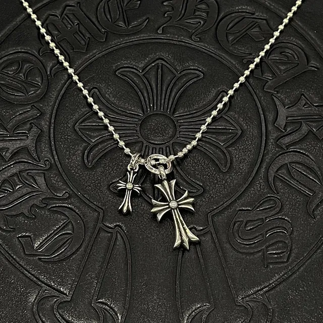 Chrome Hearts 十字吊坠项链 银色调球链项链 7
