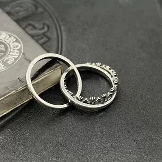 Chrome Hearts फ्लोरल डबल-बैंड ऑक्सीडाइज्ड सिल्वर रिंग 6