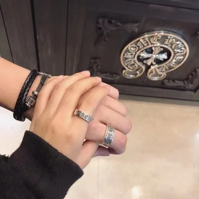 Chrome Hearts Forge Engraved Oxidized Silver Ring 3